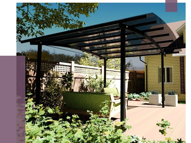 Навесы для террасы в Лангепасе от 12878 руб. под ключ | ПРОЛЁТ-Лнг