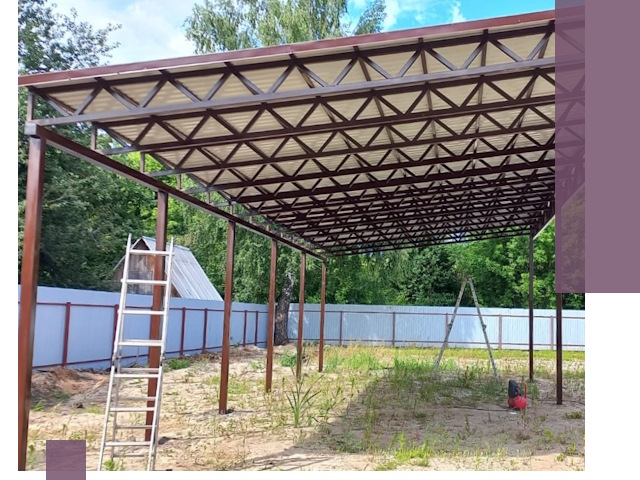 Односкатные навесы под ключ в Лангепасе — изготовление и монтаж