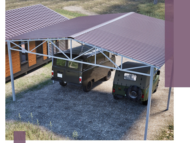 Двускатные навесы под ключ в Лангепасе — изготовление и монтаж